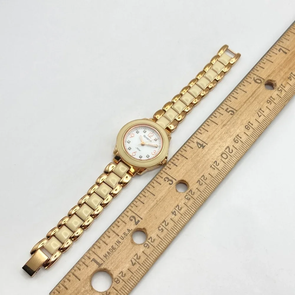 Armitron Women's Watch 27mm Rose Gold Tone Ivory Enamel New Battery SMALL 5.75
